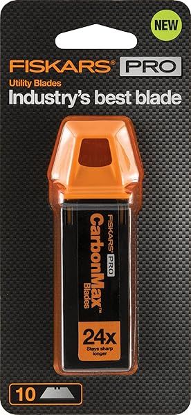 Fiskars 771020-1001 Pro Utility Knife Replacement Blades - 10 Pack Silver for Precision Cutting