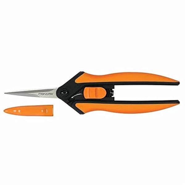 Fiskars Softouch Micro-Tip Pruning Snip - Non-Coated Blades, Orange/Black | Precision Gardening Tool