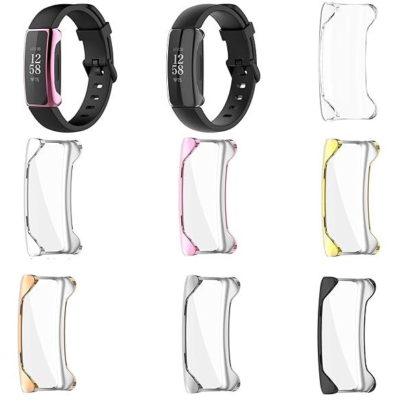 FitTurn Fitbit Inspire 2 Screen Protector Case Full Coverage Soft PC Shockproof Bumper Shell in 7 Metal Colors for Inspire 2 HR