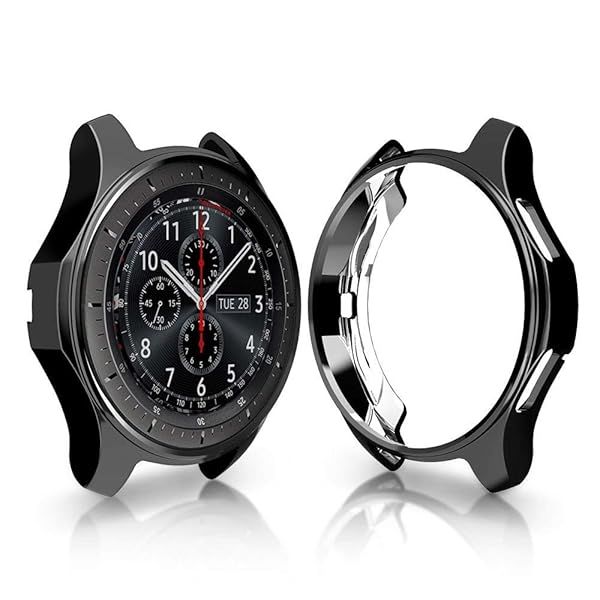 FitTurn Compatible with Gear S3 Frontier SM-R760 Case,Soft TPU Fashion Metal Color Frame Shock Resistant Proof Cover Protector Shell for Samsung Gear S3 Frontier SM-R760, Galaxy Watch 46mm SM-R800