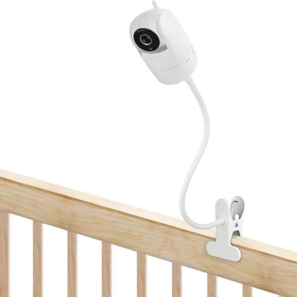 Flexible Clip Mount for VTech VM901 VM928, Gooseneck Baby Camera Holder for Crib Without Tools or Wall Damage - White