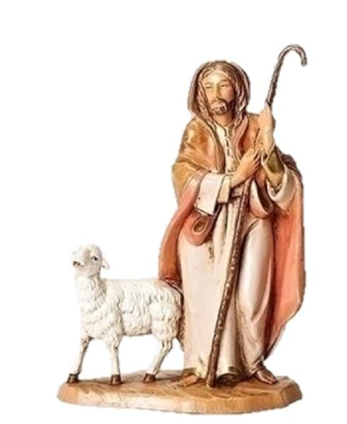 Fontanini Good Shepherd Figurine with Sheep | Italian Nativity Village Collectible