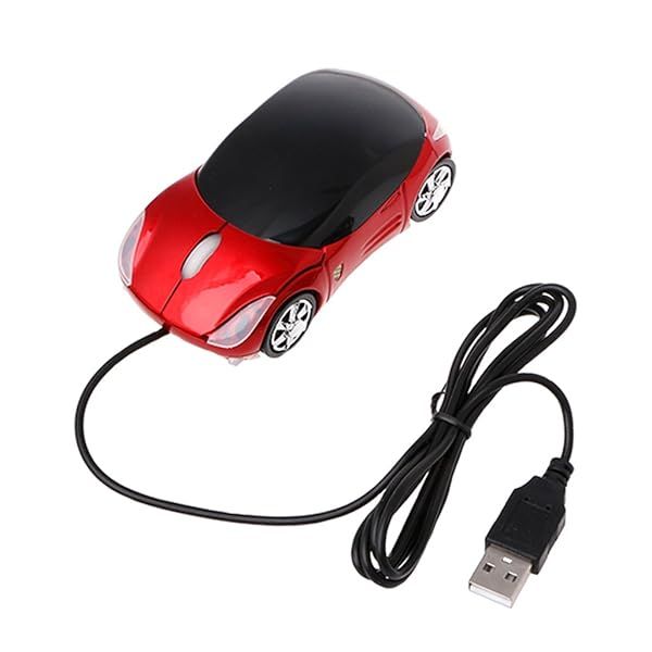 ForHe Cool Sport Car Shape USB Wired Optical Mouse 1000DPI for PC Laptop with 2 Headlights and 2 Color Options