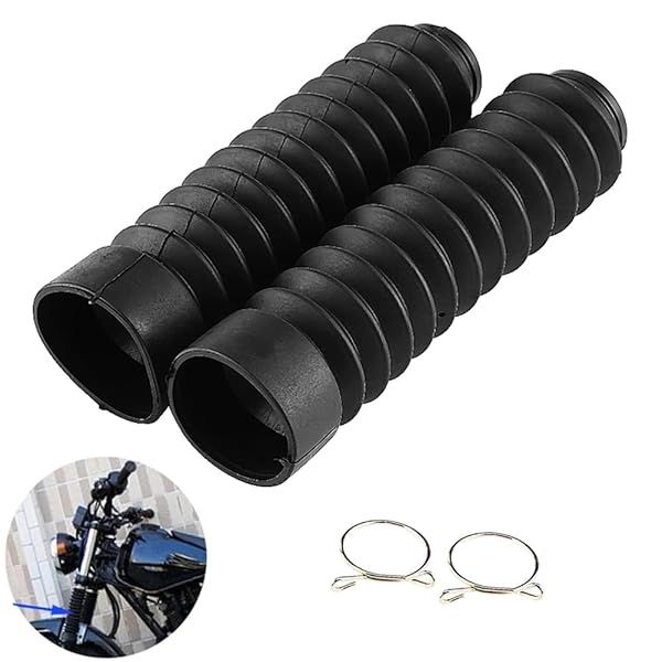 210.5x42mm Motorcycle Fork Boots - Durable Black Gaiters & Dust Covers for Shock Damping