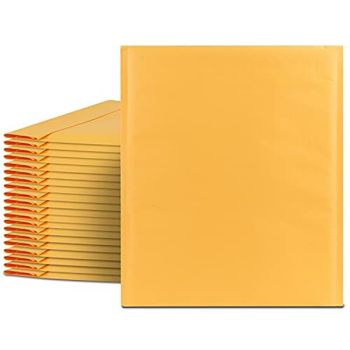 Fosmon Extra Wide Kraft Bubble Mailers 6.5x10 (50 Pack) - Strong Adhesive Shipping Envelopes for Books, Games, Jewelry & Gifts