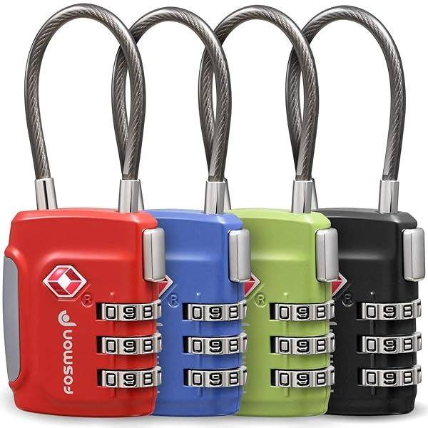 Fosmon TSA Approved Luggage Locks: 3-Digit Combination Padlock for Travel, Gym Lockers & Backpacks