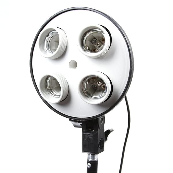 Foto4easy E27 Four Socket Multi-Holder Tricolor Light Bulb Lamp Head 4-in-1 for Studio Photography