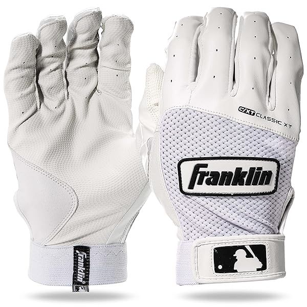 Franklin Sports Classic XT Batting Gloves - Adult & Youth Baseball/Softball Gear - White XL