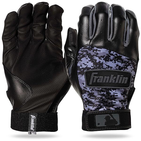 Franklin Sports MLB Digitek Youth Baseball Batting Gloves - Black Digi, Size Large