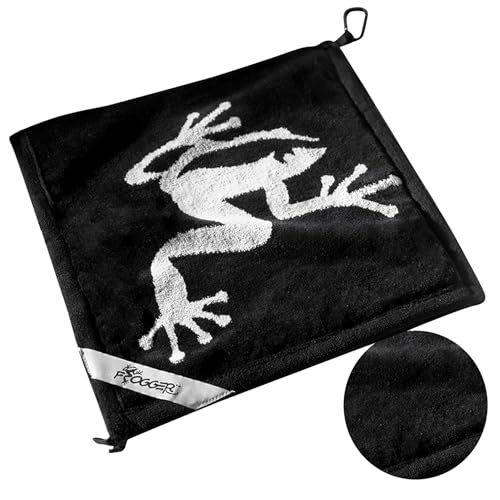 Frogger Amphibian Golf Towel - Wet & Dry Technology, Black/Grey | Essential Golf Bag Accessory with Carabiner Clip