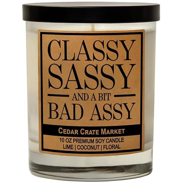 Funny Candles for Women Retirement Gift Coconut Lime Scented 100% Soy Classy Sassy Humor for Best Friends and Moms Made in USA