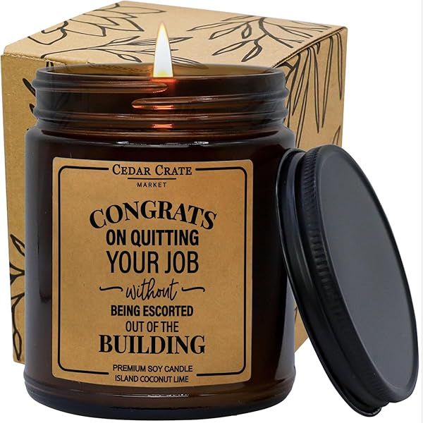 Funny Retirement Gift | Congrats on Quitting Your Job Without Being Escorted Out | Scented Candles for Women Farewell Gift for Her Best Friend,