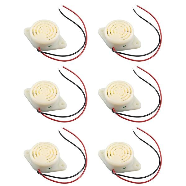 Futheda 6PCS SFM-27 DC 3-24V Industrial Electronic Buzzer Alarm Sounder Continuous Beep Piezo Active Buzzer White