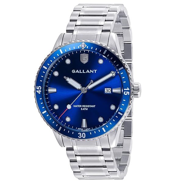 G GALLANT Mens Quartz Analog Watch Stainless Steel Band Waterproof Business Casual Dress Watch with Calendar Date