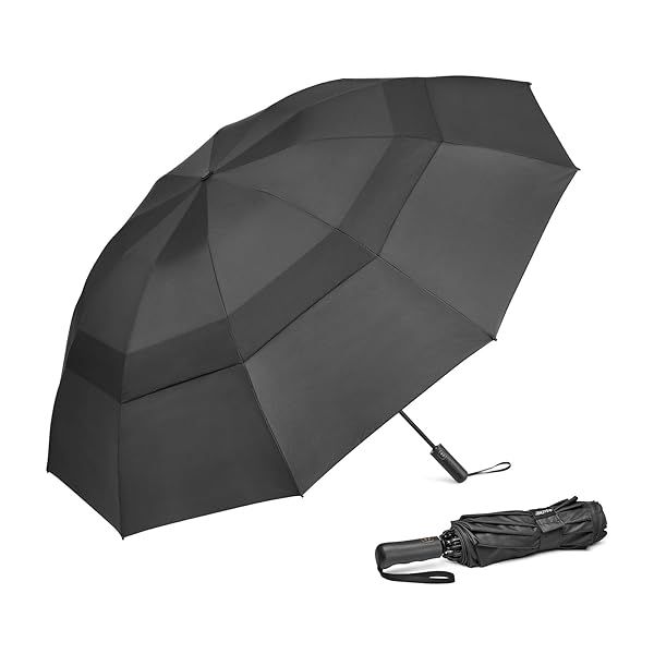 G4Free 42 46 54 62 Inch Large Golf Umbrella Compact Reverse Travel Umbrella 10 Ribs Windproof for Rain Double Canopy Automatic Open Close