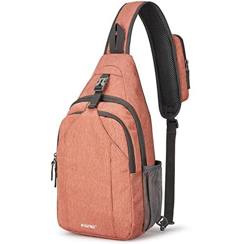 G4Free Sling Bag RFID Blocking Crossbody Backpack Daypack for Hiking and Travel in Light Orange