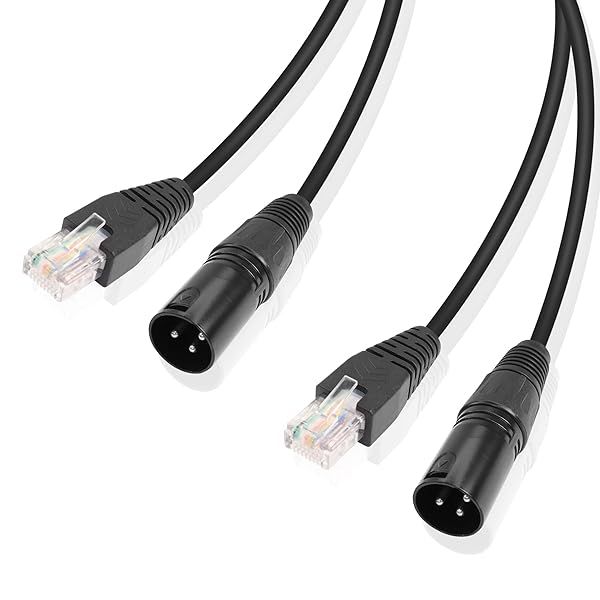 GINTOOYUN 3 Pin XLR to RJ45 Adapter - DMX XLR Male to RJ45 Male Connector Extension Cable (30CM 11.8in) for Amplifiers, Mixers, KTV Equipment,