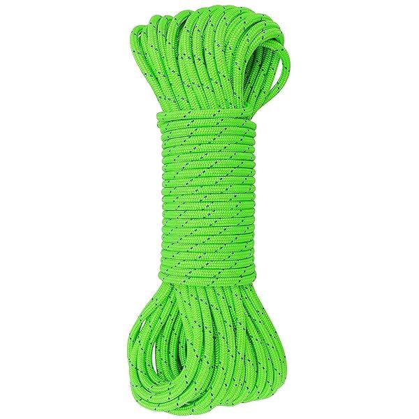GM CLIMBING 6mm Green Accessory Cord Rope - 20ft Double Braid CE/UIAA Certified for Climbing & Outdoor Use