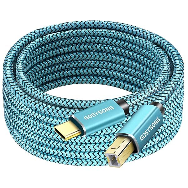 GOSYSONG 25ft USB C Printer Cable High Speed Compatible with Printers Scanners Faxes and Midi Keyboards