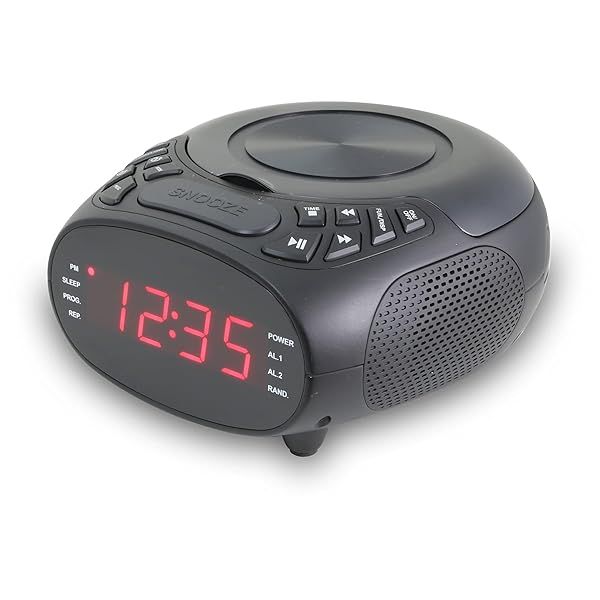 GPX Dual Alarm CD Clock Radio Top Load FM Black CC318B for Reliable Wake Up and Music Enjoyment