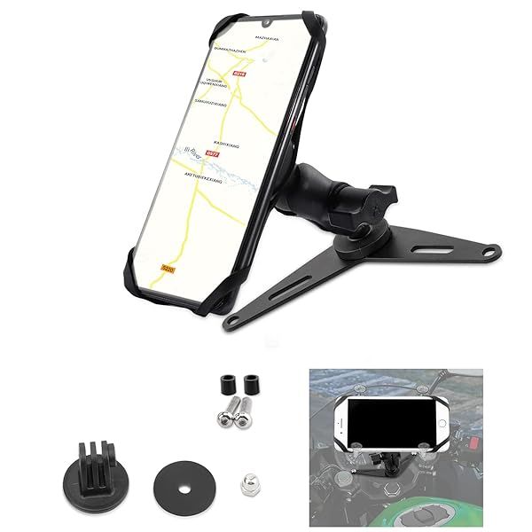 GUAIMI Motorcycle Phone Mount 360 Degree Rotation Cellphone Holder for Kawasaki Ninja 400 2018 to 2020 with Camera Rack and GPS Bracket