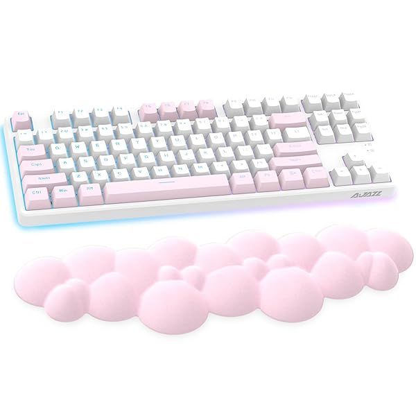 Ergonomic Pink Gaming Keyboard Wrist Rest Pad - Memory Foam Palm Support for Pain Relief & Comfort