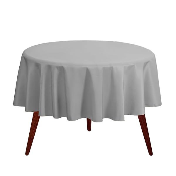 Gee Di Moda 120-Inch Charcoal Round Tablecloth - Heavy Duty, Washable for Weddings, Parties & Buffets
