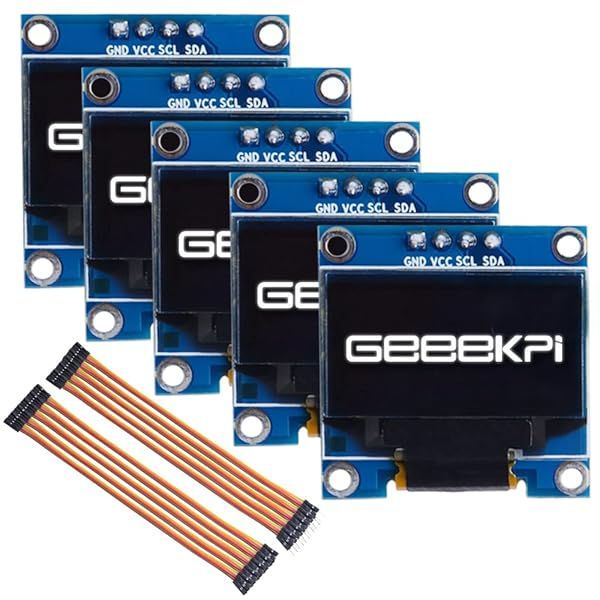 GeeekPi 5PCS 0.96 Inch OLED Module 12864 128x64 White Display Board for Arduino Raspberry Pi Beagle Bone Black