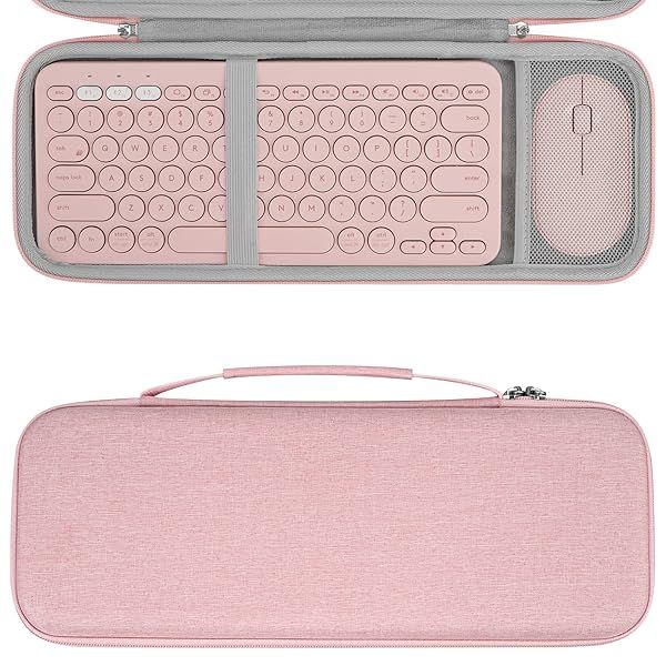 Geekria Hard Shell Travel Case for Logitech K380 K380s Keyboard and M350 M350s Mouse Pebble 2 Combo Protective Bag Pink