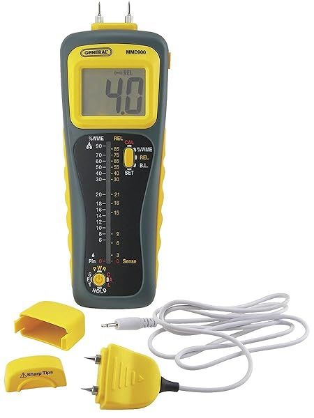 General Tools MMD900 Wood Moisture Meter: Pin & Pinless Humidity Sensor for Accurate Readings