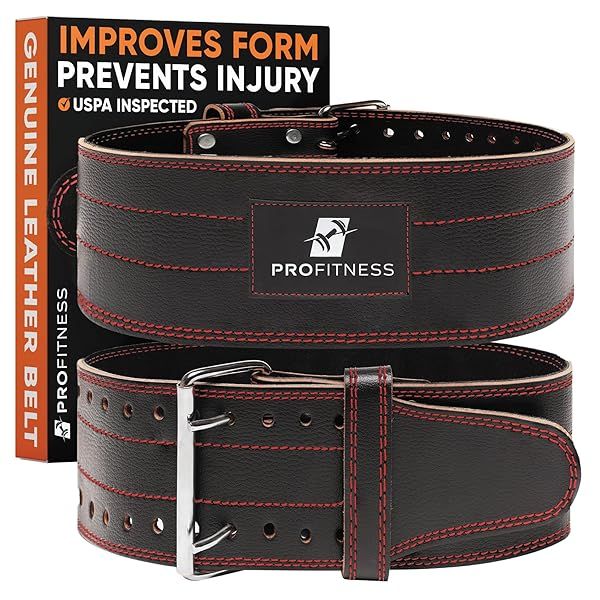 Buy Genuine Leather Gym Back Brace & Weightlifting Belt for Men & Women - Black/Red, Small Size