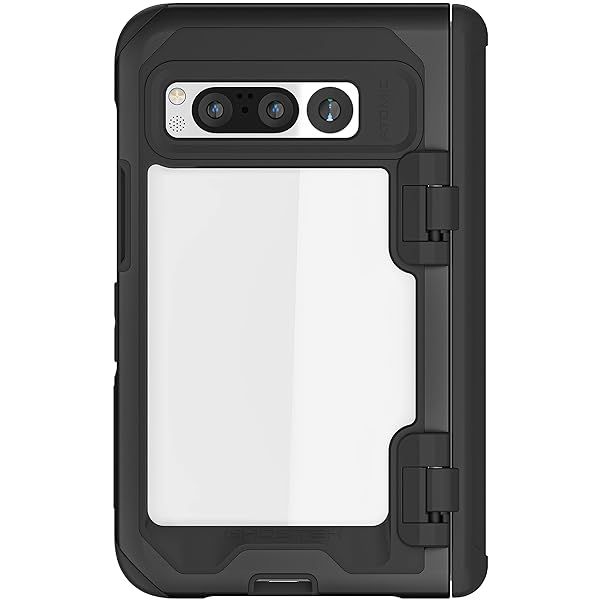 Ghostek ATOMIC Slim Clear Case for Google Pixel Fold with Aluminum Bumper Heavy Duty Shockproof Protection Designed for 2023 Model Black
