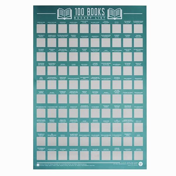 Gift Republic 100 Books Scratch Off Poster Reading Bucket List Wall Art for Book Lovers Classic Reads and Iconic Books Gift