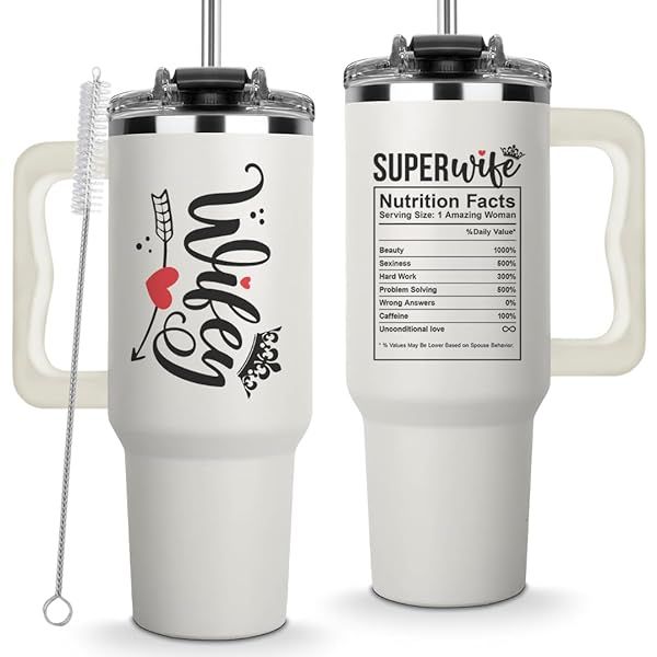 Mothers Day Gifts for Wife 40Oz Tumbler from Husband Cool Wedding Coffee Cup with Straw and Handle Perfect Present Ideas for Her