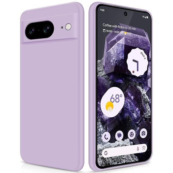 GiiYoon Silicone Case for Google Pixel 8 Full Body Soft Touch Shockproof Cover with Camera Protection and Microfiber Lining Purple