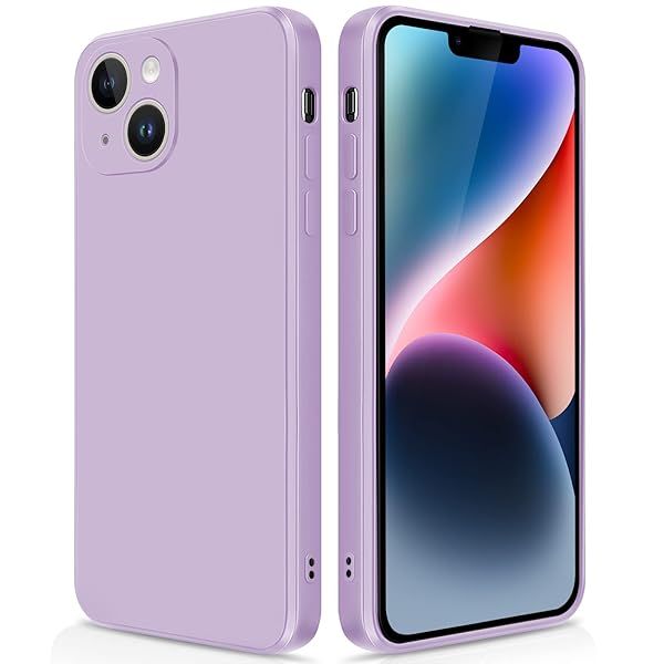 GiiYoon Silicone Case for iPhone 14 Full Body Soft Touch Shockproof Cover with Camera Protection and Microfiber Lining in Purple