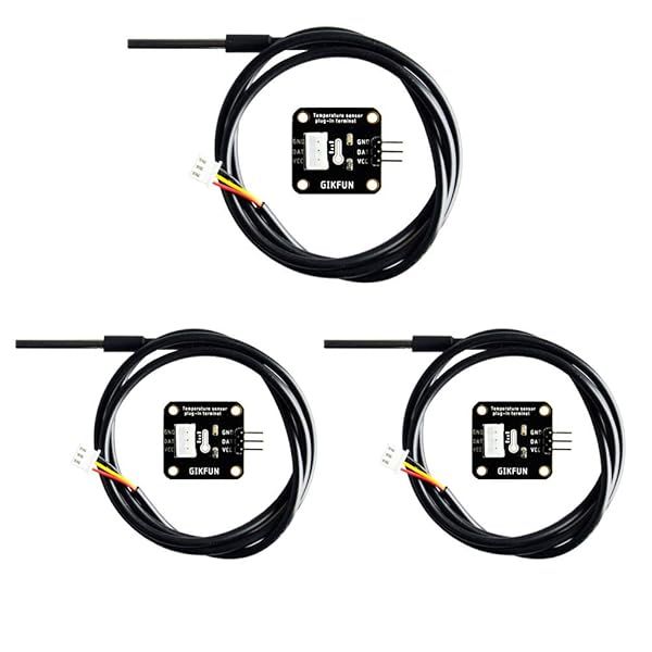 Gikfun DS18B20 Waterproof Digital Temperature Sensor with Adapter Module for Arduino Pack of 3 Sets