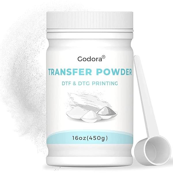 Godora DTF Powder White Digital Transfer Hot Melt Adhesive for Dark Garments 450g 16oz PreTreat for DTF and DTG Printers