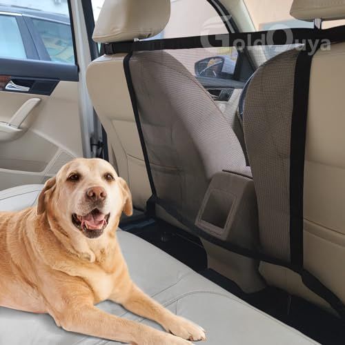 GoldOuya Adjustable Car Dog Net Barrier 21x21 in Easy Install Pet Fence for Back Seat Isolation and Protection