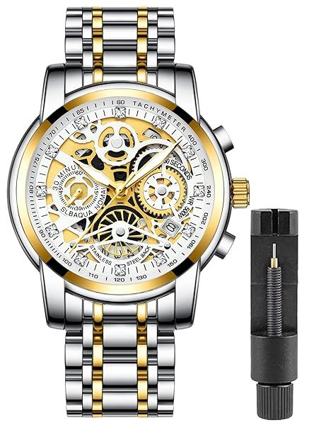 Gosasa Fashion Hollowed Men Watches Diamonds High Grade Trend Watch Stainless Steel Calendar Luminous Quartz Waterproof Business Male Wristwatch