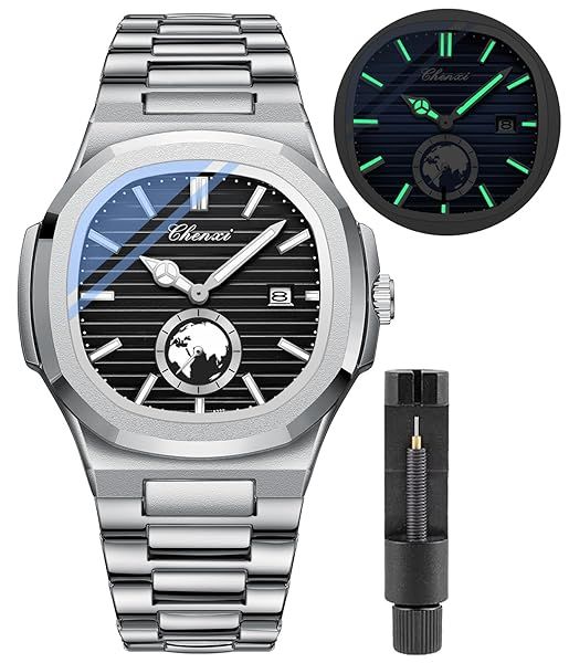 Gosasa Fashion Men's Luminous Quartz Waterproof Business Watch Stainless Steel Analog Display V-Black