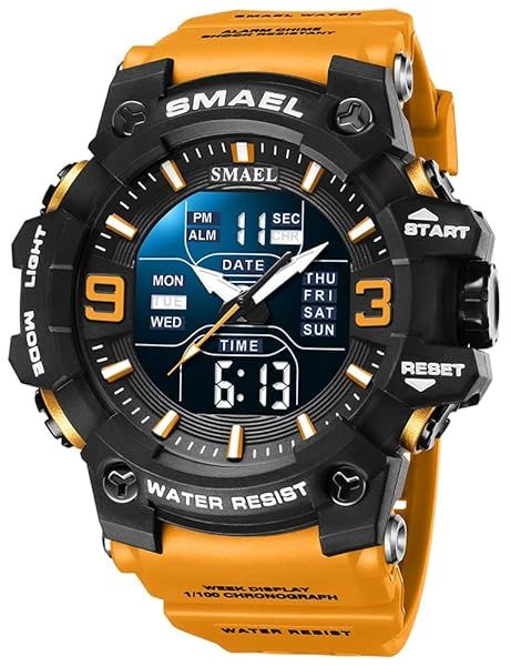 Gosasa Men's Multi Function Military S-Shock Sports Watch LED Digital Waterproof Alarm 8049 Orange