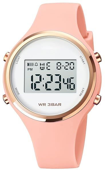 GOSASA Outdoor Sport Watch Waterproof LED Digital Alarm Clock Pink for Active Lifestyle