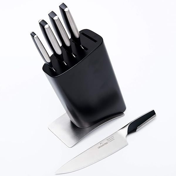 GrandTies 7-Piece Professional Kitchen Knife Set - Ultra Sharp German Steel, Ergonomic Handles & Sharpener Included
