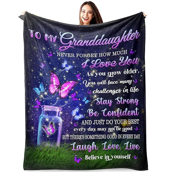 Granddaughter Gifts Blanket from Grandma Perfect Birthday Gift for Great Granddaughter Cozy Throw 60x50 Inches