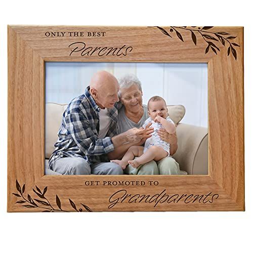 Grandparents Picture Frame Engraved Natural Wood Gift for Grandma Grandpa from Grandchildren Fits 5x7 Horizontal Portrait