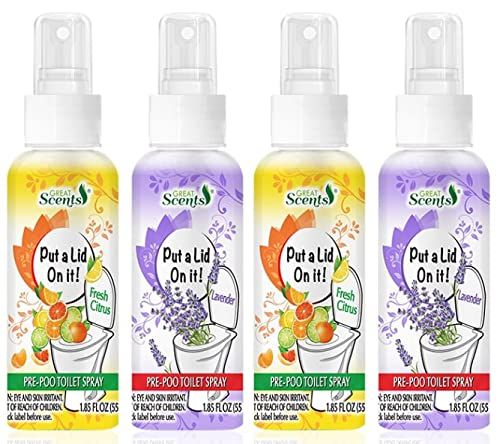 Great Scents Set of 4 Fresh Toilet Pre Use Sprays with Citrus and Lavender Scents for Odor Control