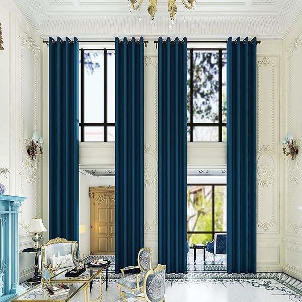 Grichril Extra Long Blackout Curtains for High Ceilings and Long Windows Available in Navy 100x144 Inches Perfect for Living Rooms