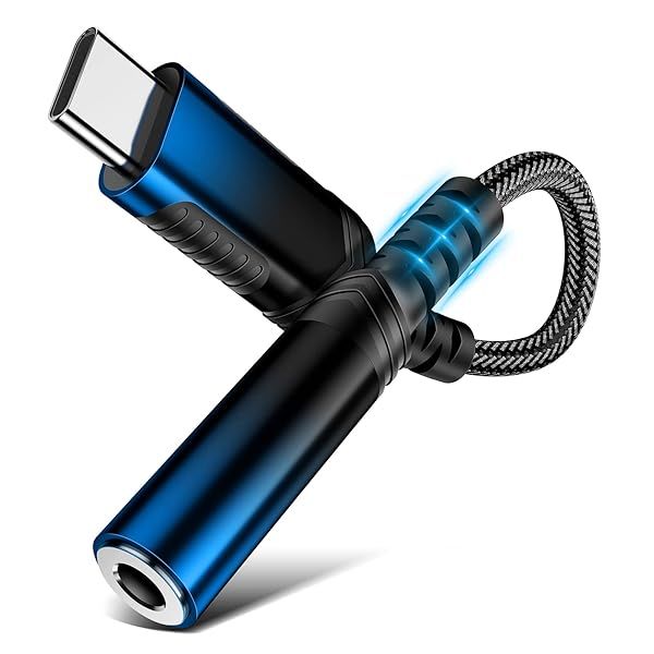 3.5mm Audio Adapter for Samsung Galaxy S25 S24 A17 A16,USB C to 3.5 mm Headphone Adapter for iPad 10 11, 12cm 3.5 Audio Jack Braided Type C Dongle