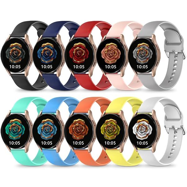 HSWAI 10 Pack Soft Silicone Sport Watch Bands Compatible with Samsung Galaxy Active 2 Watch and Galaxy Watch Series 40mm 44mm 45mm